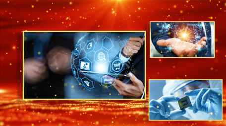 红色党政企业年会颁奖照片墙AE模板