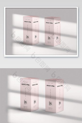 窗户光影下的盒子包装贴图样机图片