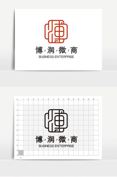 时尚简约logo博字体图形logo电商微商logo