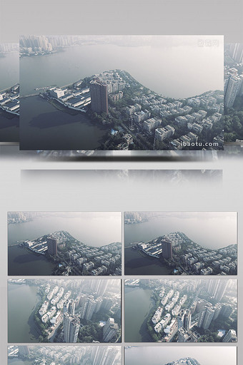 震撼城市高楼湖景房航拍视频片头片尾图片