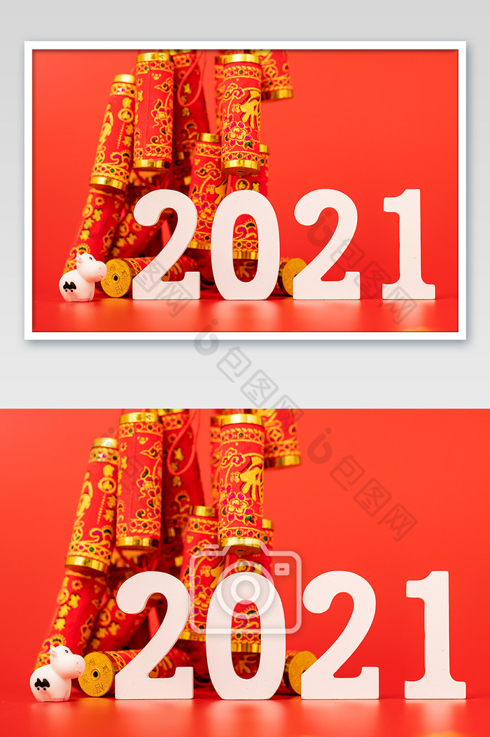 【新年春节2021牛年喜庆红色】图片下载-包图网