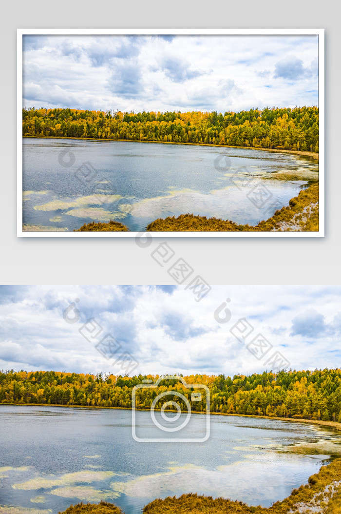 黄绿交替的杜鹃湖秋色图片图片