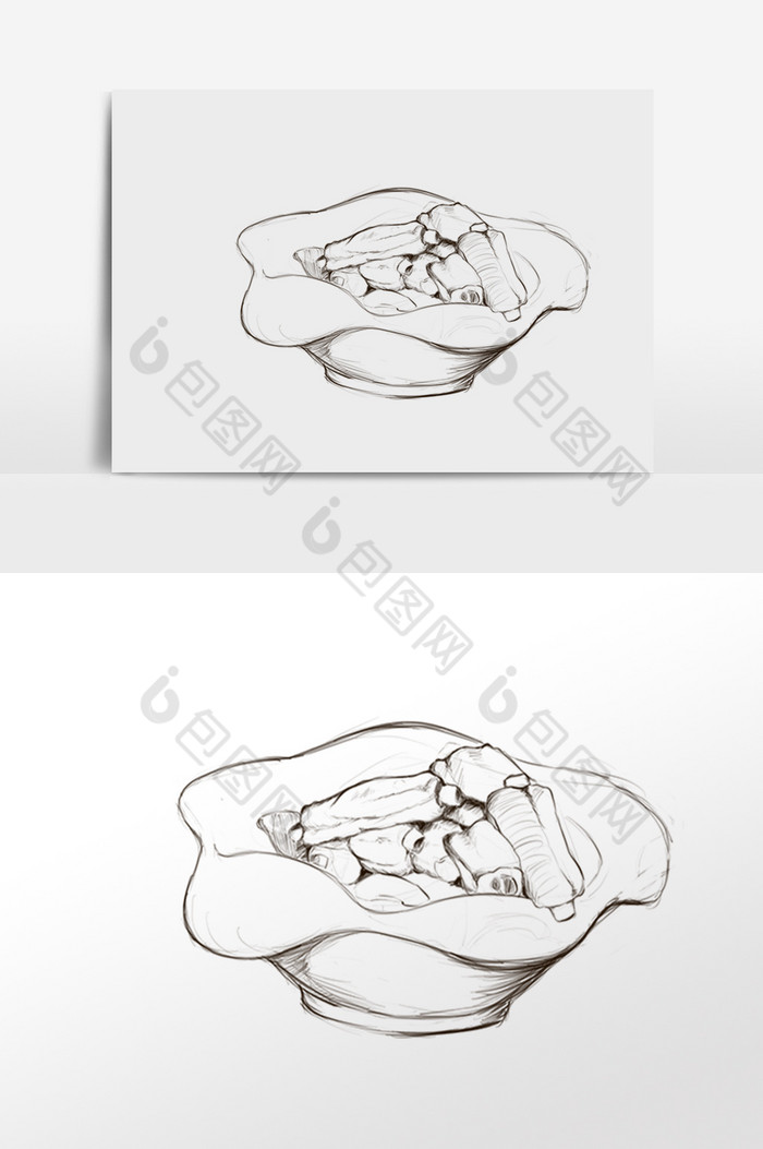 线描红烧排骨图片图片