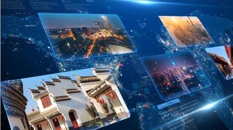 震撼的蓝色公安警察片头ae模板