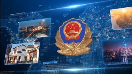 震撼的蓝色公安警察片头ae模板