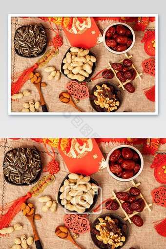 春节新春过年坚果素材喜庆红火摄影图图片