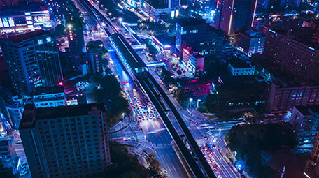 4K深圳城市夜间车流延时航拍赛博朋克