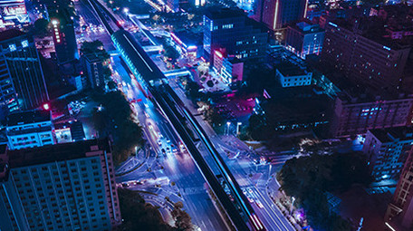 4K深圳城市夜间车流延时航拍赛博朋克