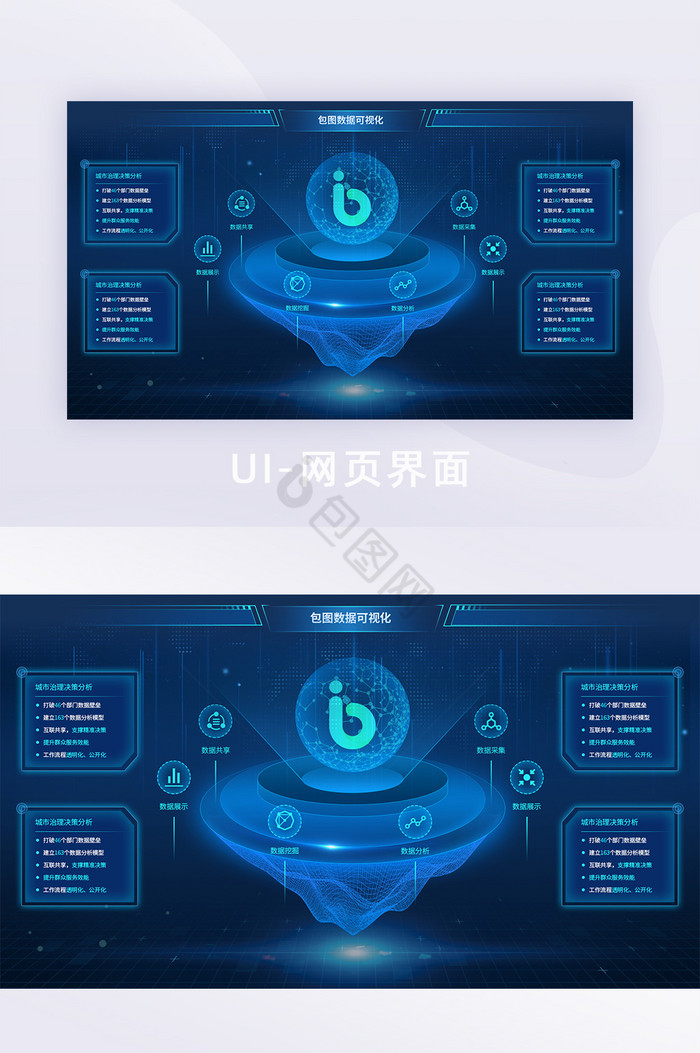 科技感数据可视化界面展示PC端界面UI