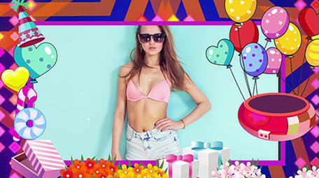 可爱生日相册快闪幻灯片pr模板