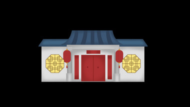 清新可爱扁平风古风类古代大门建筑MG动画