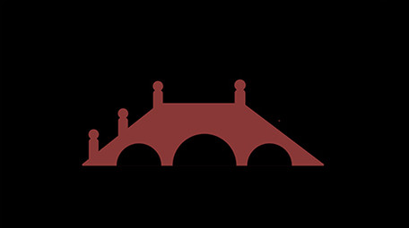 清新可爱扁平风古风类建筑类剪影桥MG动画