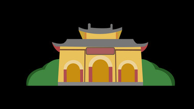 清新可爱扁平风古风类建筑类寺庙MG动画
