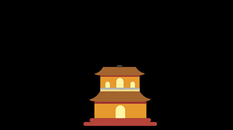 清新可爱扁平风古风类建筑类塔楼MG动画