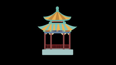 清新可爱扁平风古风类建筑类亭子MG动画