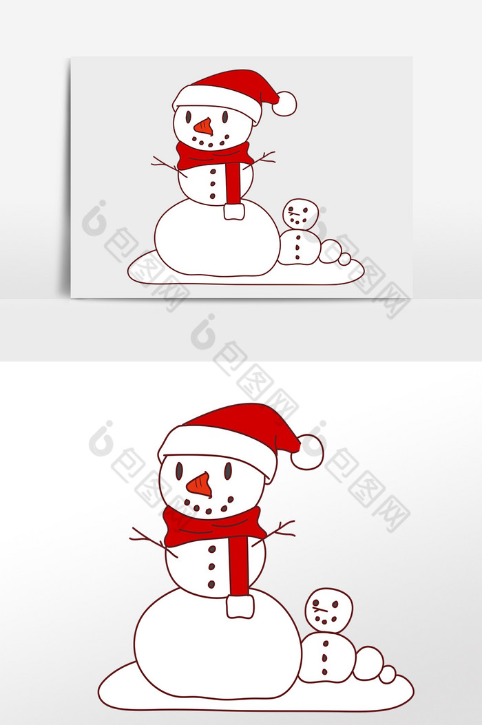Q版圣诞雪人贴纸图片图片