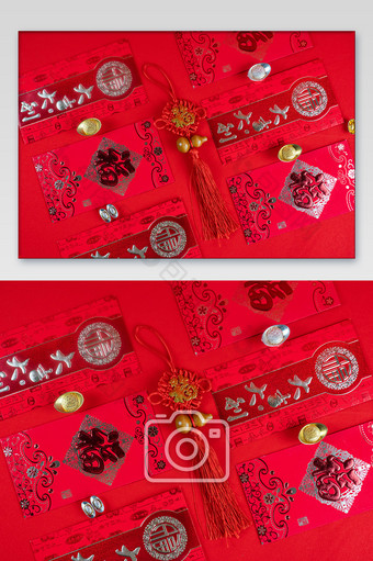 红色红包中国结摄影图图片