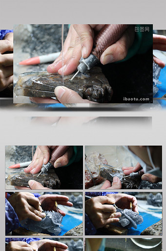 实拍工人工艺品雕刻水晶原石雕刻图片