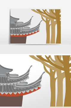 古风飞檐屋檐树枝图片