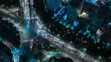 4K深圳城市夜间车流延时黑冰赛博朋克