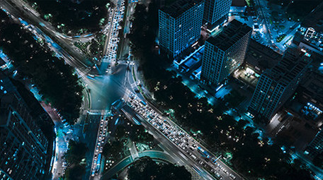 4K深圳城市夜间车流延时黑冰赛博朋克