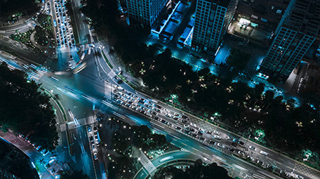 4K深圳城市夜间车流延时黑冰赛博朋克