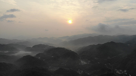 广州南昆山竹林日出晨曦早雾航拍