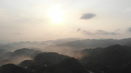 广州南昆山竹林日出晨曦早雾航拍