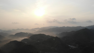 广州南昆山竹林日出晨曦早雾航拍