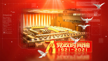 大气党政图文金字时间轴历史事件AE模版