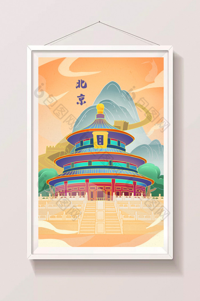 首都北京天坛中国古风建筑插画图片图片