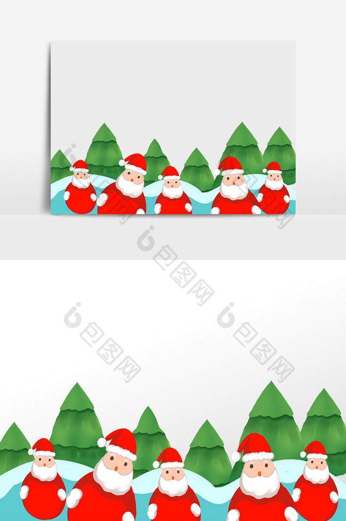 圣诞节老人树木底边图片图片