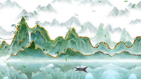 4K中国风中式鎏金古风山水背景视频