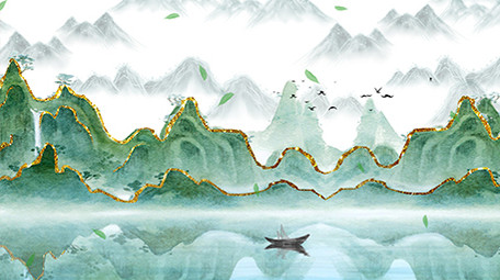 4K中国风中式鎏金古风山水背景视频