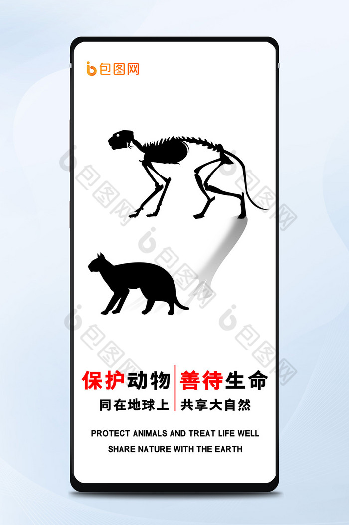 倡导黑白保护猫流浪动物海报公益严肃生命红图片图片