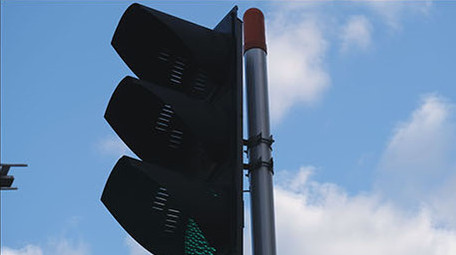 延时拍摄交通信号灯红绿灯遵守交通规则