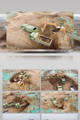 施工中的挖掘机和渣土车图片