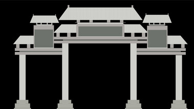 简单几何古风中国风建筑石牌坊mg动画