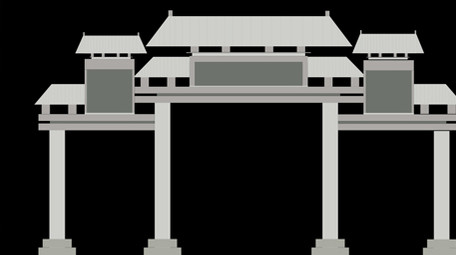 简单几何古风中国风建筑石牌坊mg动画