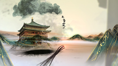 大气中国风山水画水墨片头宣传AE模板