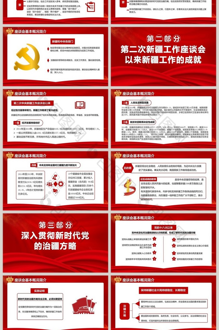 红色第三次中央新疆工作座谈会ppt模板