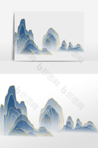 水墨中国风金线山水图片