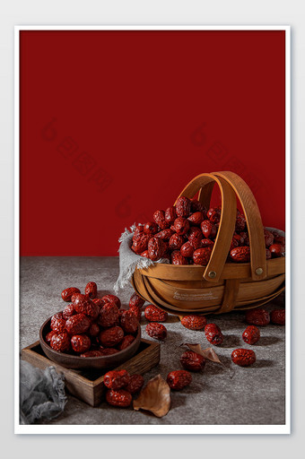 红枣美食 红色背景 喜庆美食 过年枣茶图片