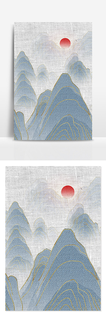 中华民族传统刺绣古风金边高山背景