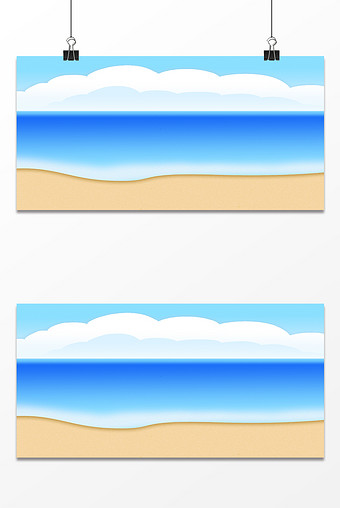 蓝天白云沙滩动漫背景