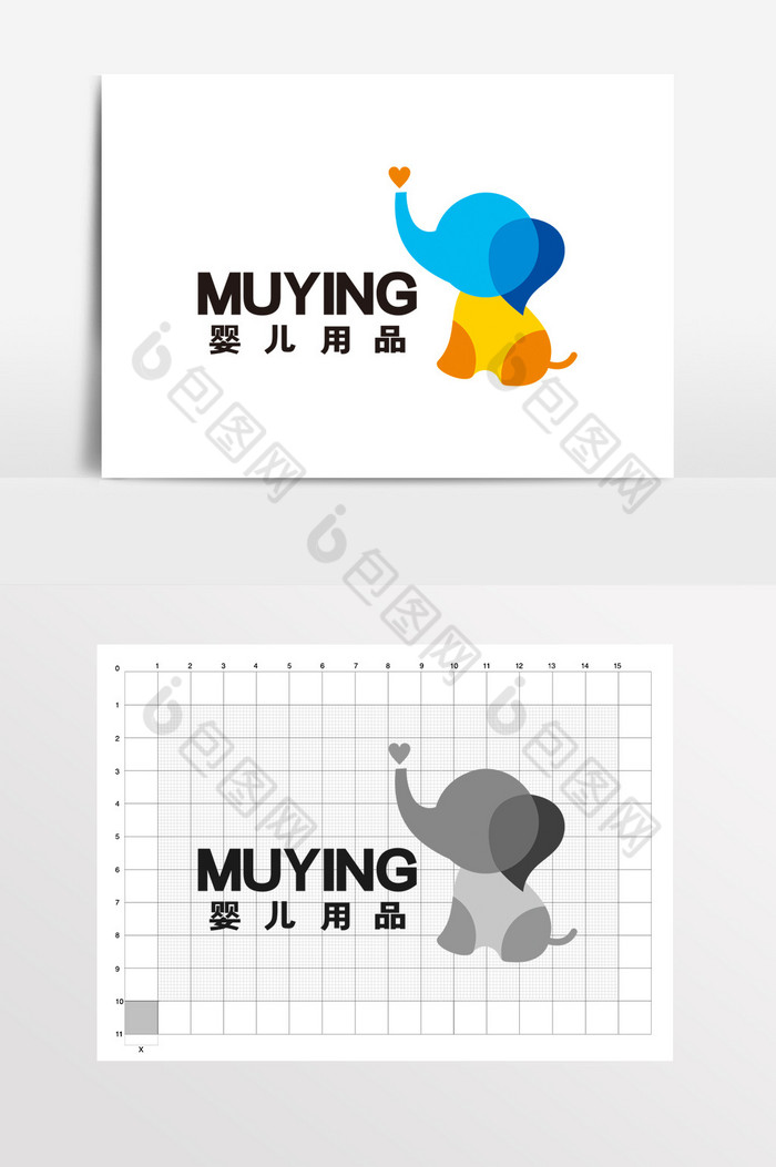 大象婴儿用品早教教育logo标志vi图片