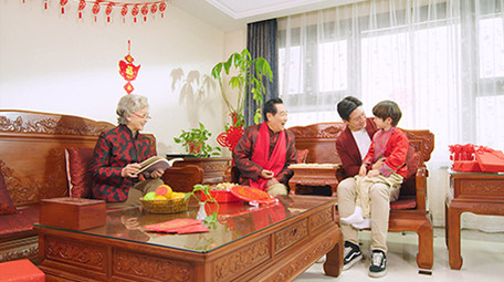 4k新年家庭团圆祖孙三代开心过年