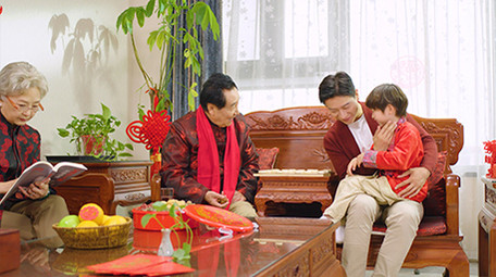 4k新年家庭团圆祖孙三代开心过年