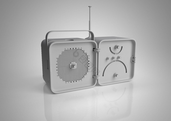 银白色简约收音机C4D模型