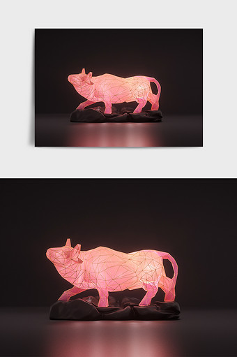 十二生肖动物牛C4D花灯场景模型图片